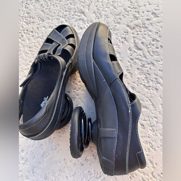 Z-CoiL Pain Relief Footwear  Z-Breeze Black Leather Sandal sz 10 NEW - Picture 6 of 13